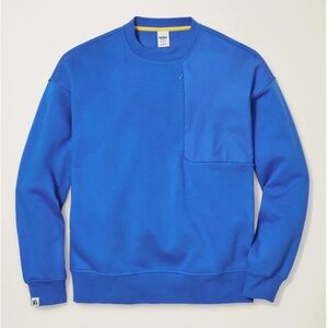 Bonobos Fielder Men's Relaxed Sz L Mixed Media Fleece Crewneck Sweatshirt, Blue